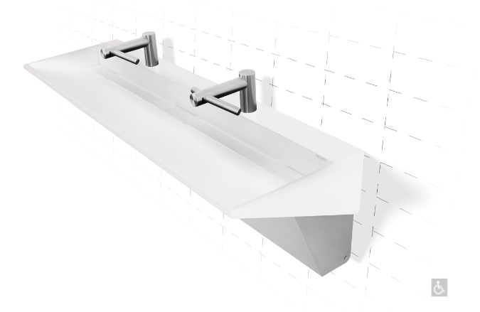 9162 white solid surface wedge ramp integral sink
