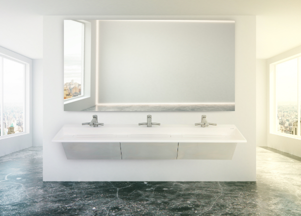9163 white ada luxury modern solid surface integral basin wedge sink