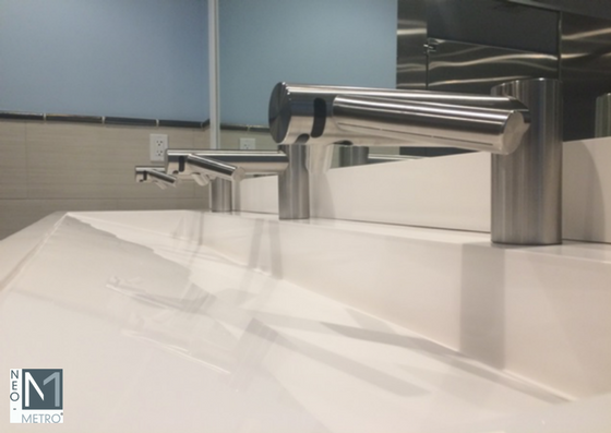Ebb Basin with Dyson Hands Free faucet/dryer Ebb Basin with Dyson Hands Free faucet/dryer fit Universal Design principles for public restrooms