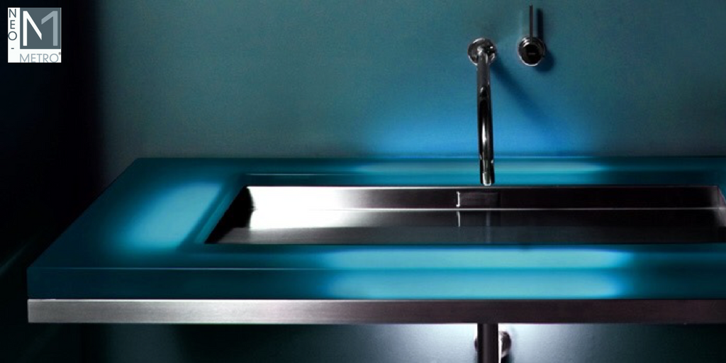 sustainable vandal resistant resin countertop resin countertop with LED lighting
