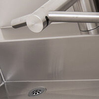 commercial stainless steel trough sink with offset drain